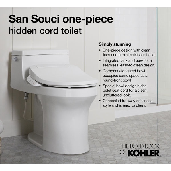 Kohler San Souci™ 1.28 GPF Water Efficient Round OnePiece toilet (Seat